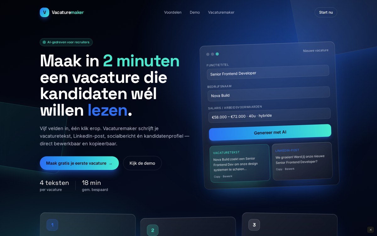 Homepage van VacatureChef