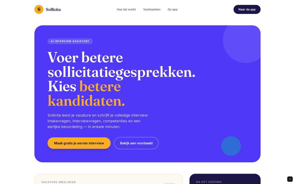 Homepage van Sollicita