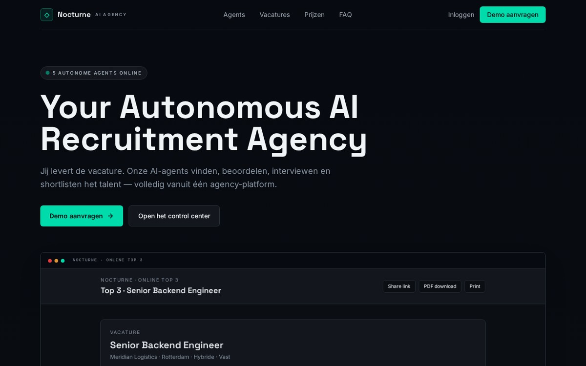 Homepage van Nocturne