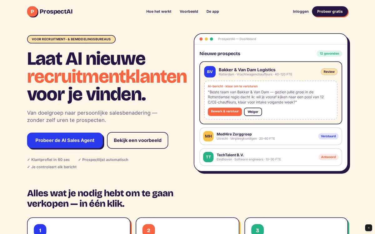 Homepage van ProspectAI