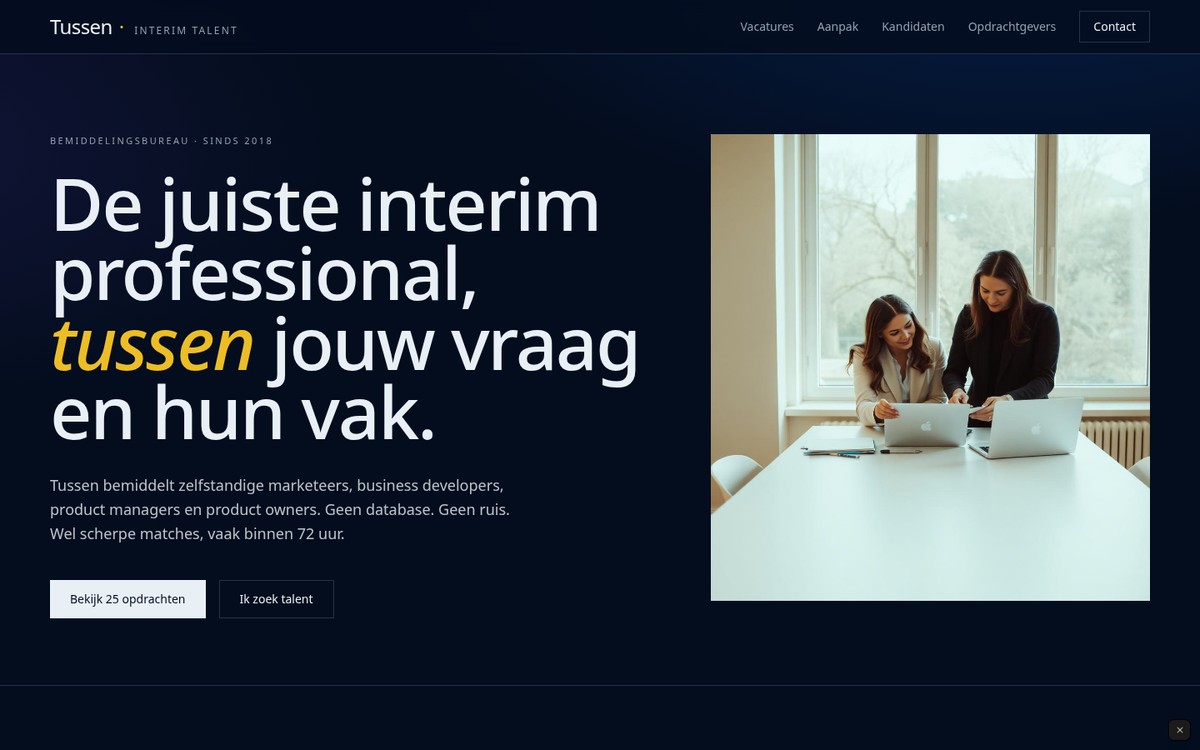 Homepage van Tussen