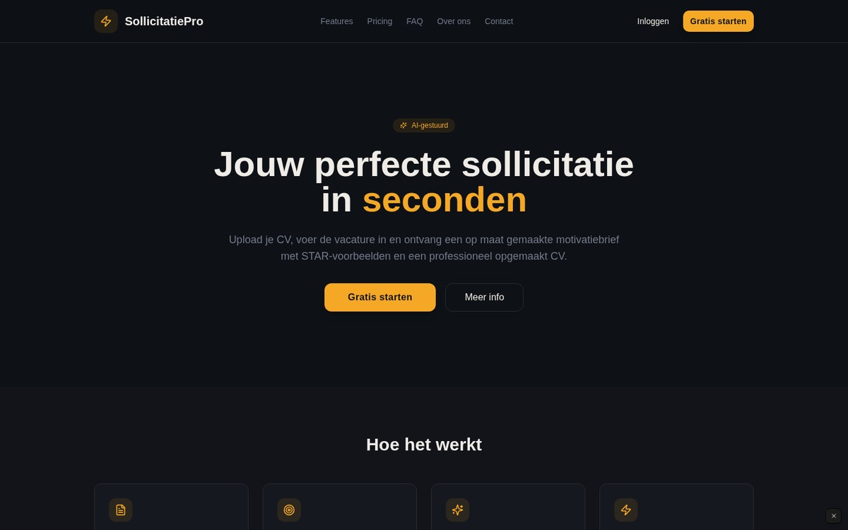Homepage van SollicitatiePro