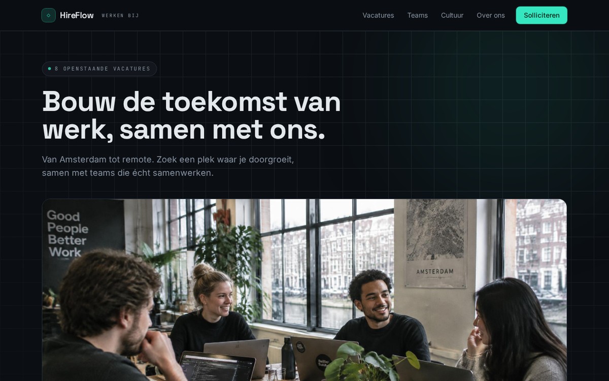 Homepage van HireFlow