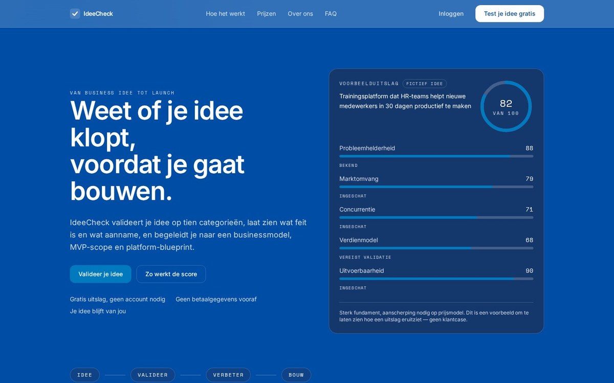 Interface van IdeeCheck